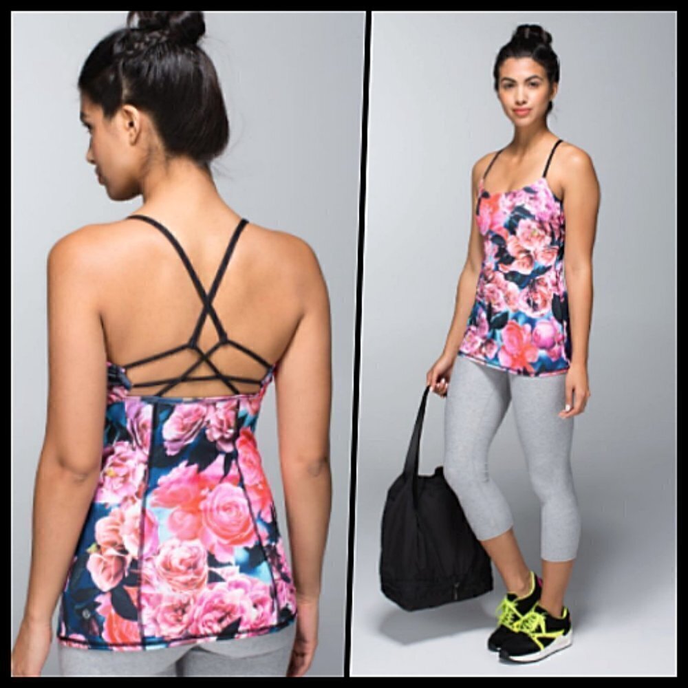 Lululemon High Neck Strappy Back Floral Tank 4